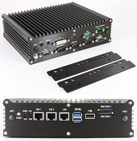 FleetPC-7-B Car-PC (Intel i3-4010U 2x1.7GHz, Autostart-Controller, 9-32V Automotive PSU, 4x MiniPCIe, 4x GPIO, 2x POE) [<b>FANLESS</b>]