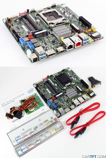 Intel DQ77KB (fr i3, i5, i7 vPro [Sockel LGA1155], Ivy/Sandy Bridge, vPro, AMT 8, Thin-Mini-ITX)